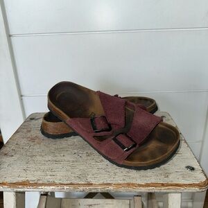 Birkenstock Betula Size 37 M4 L6 US Sandals Arizona Slide On Burgundy Suede